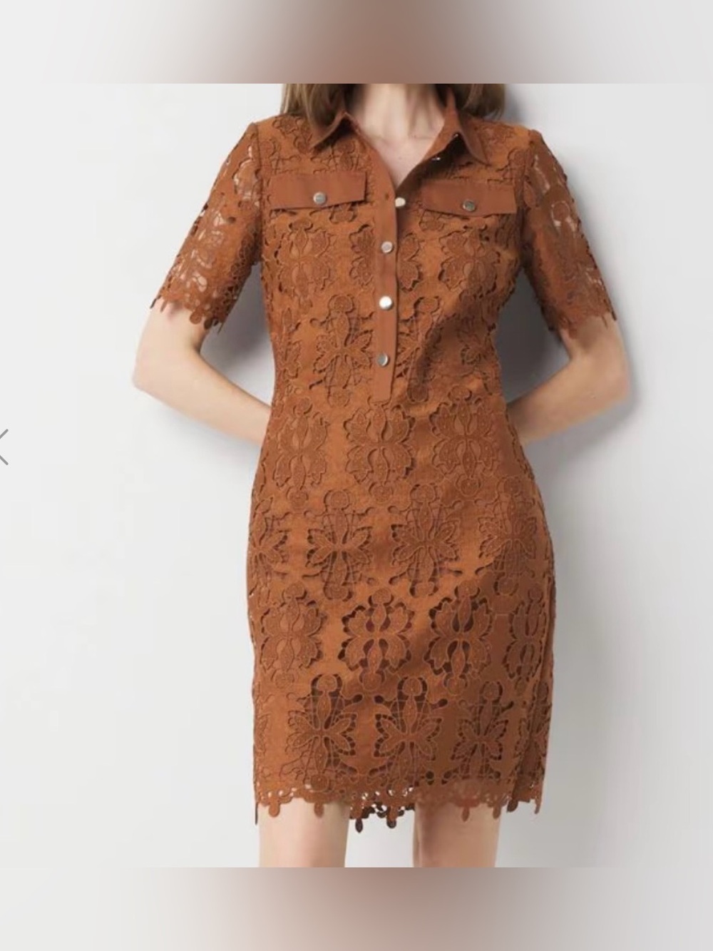 White House Black Market Rust Lace Shirt Dress